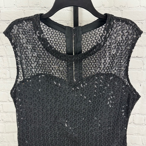 Express Black Sequin Lace Party Dress Size Large - Picture 2 of 5